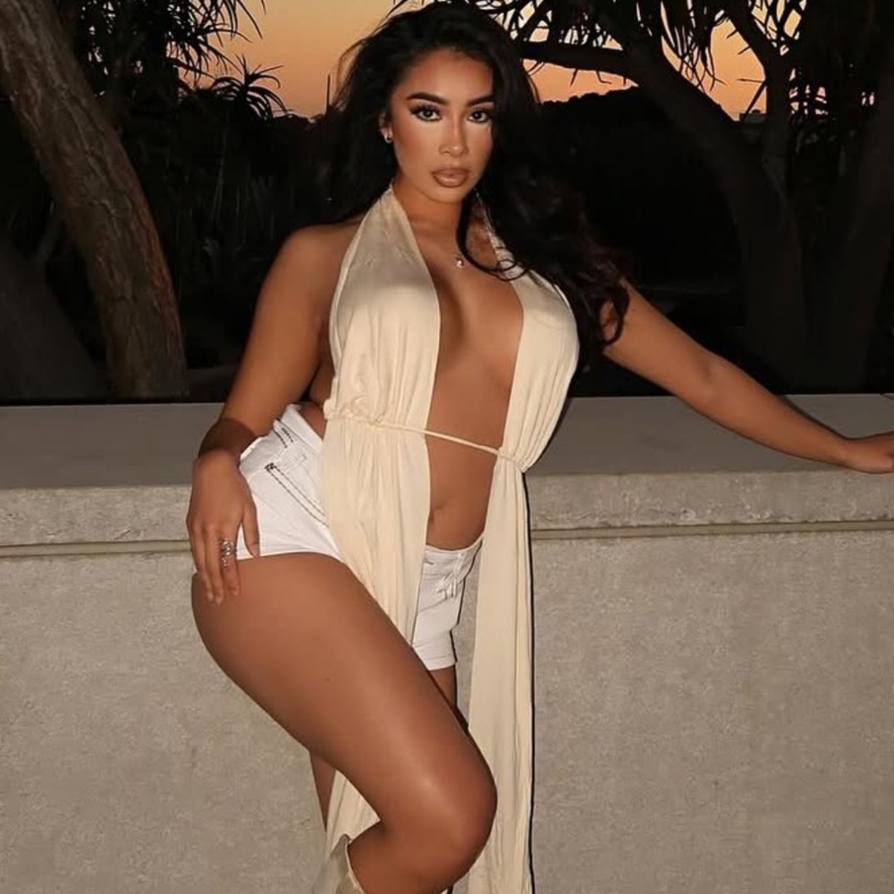 Cream Halter Top and White Shorts Set